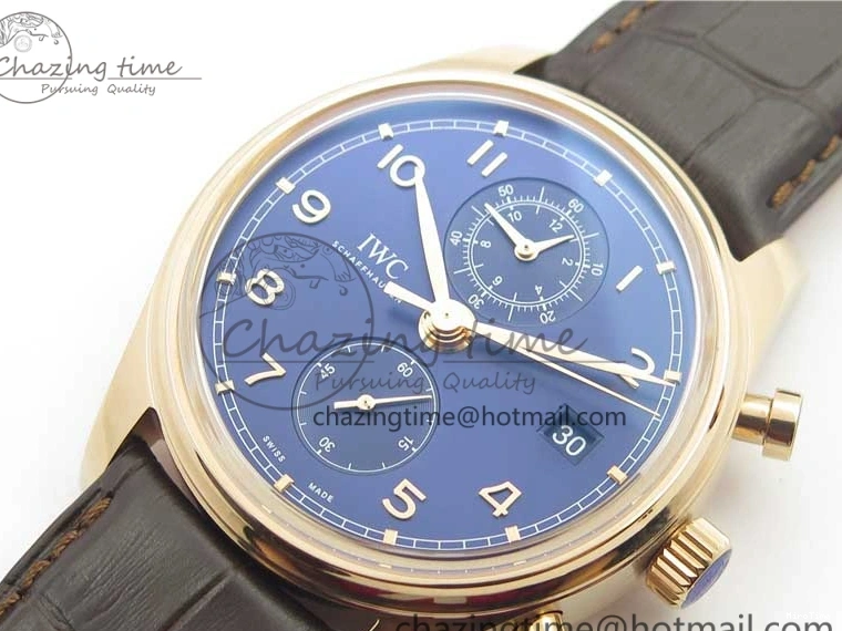 MIROTIME 0101 Portugieser Chrono  42 IW390406 RG ZF 1:1 Best Edition Blue Dial on Brown Leather Strap A Durable 7129